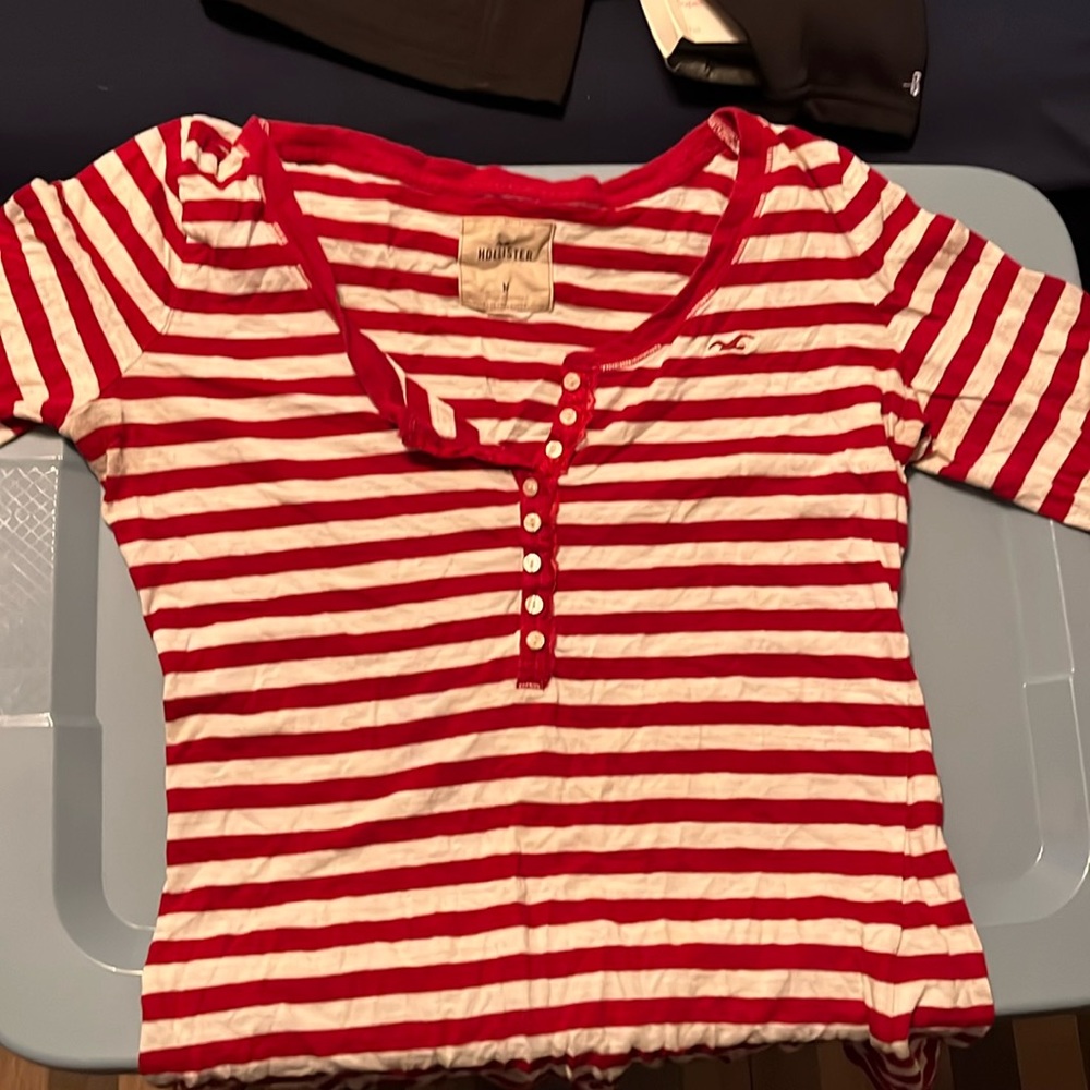 Holister size medium long sleeve red and white shirt